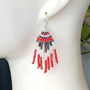 BOGO EARRINGS Small Beaded Fringe Dangle Earrings, 2.25"